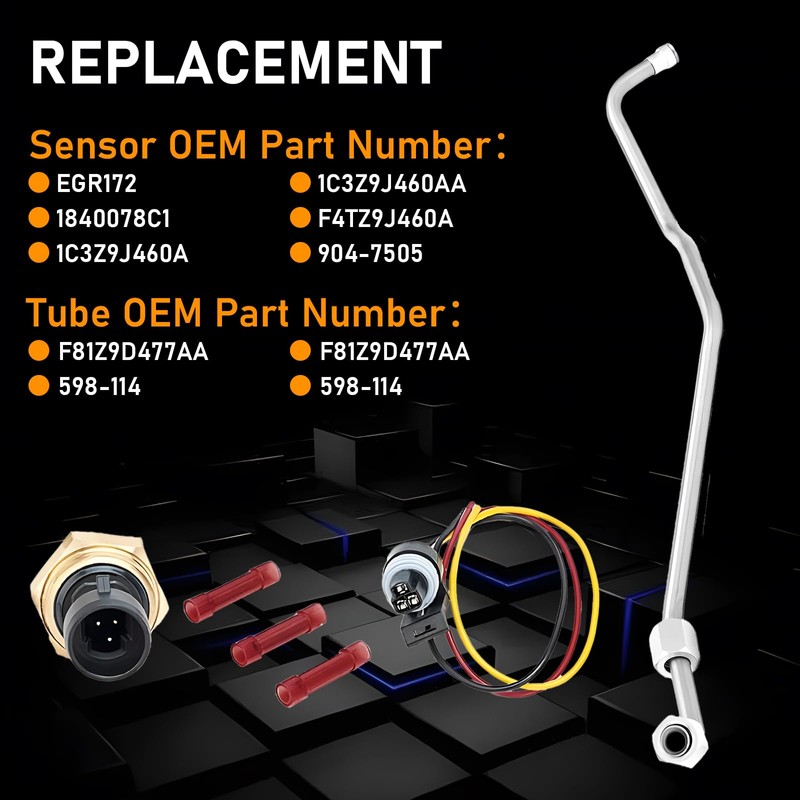Gagsu Exhaust Back Pressure EBP Tube Sensor and Wire 1C3Z9D477AA
