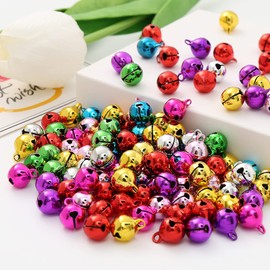 HERZWILD Coloured Jingle Bells Pack of 120 Copper Bells for Jewellery Craft Sleigh Bells Ornament Christmas Party Decoration (Colourful)