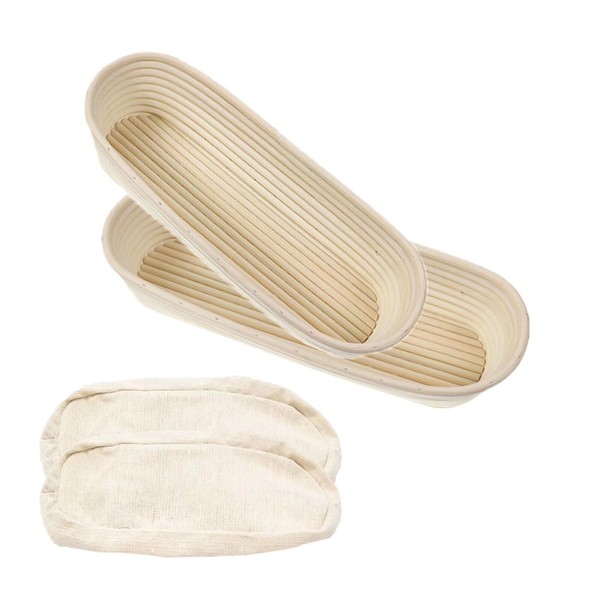 Oval Bread Banneton Proofing Basket Kit Bowl Set of 2