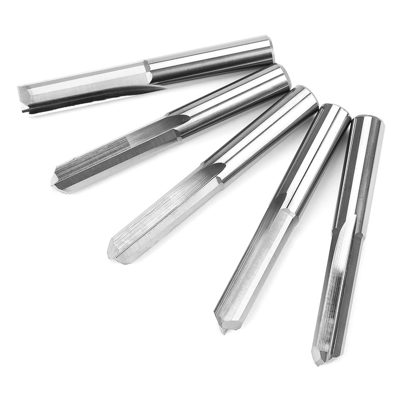 5PCS 6x22mm Router Cutting Bit Double Flute Straight Slot CNC