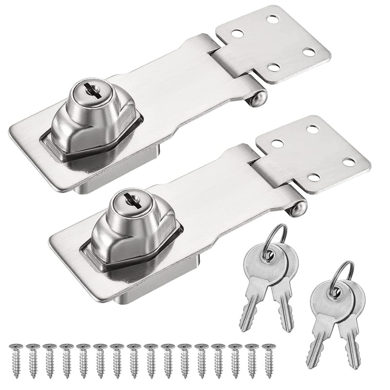 Keyed Hasp Locks, 2 Pcs Knob Locking Hasp, Cabinets Hasp