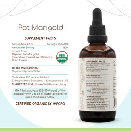 HerbEra Pot Marigold B120 USDA Organic Tincture | Alcohol-Free Extract, High-Potency Herbal Drops | Certified Organic Pot Marigold (Calendula, Calendula Officinalis) Dried Flower (4 oz)