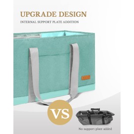 WONDAY Large Stand Up Utility Tote Bag, Reusable Grocery Bags Foldable with Waterproof Bottom, Extra Large Tote Bag with Handles and Pockets for Grocery Stores, Picnics, Beaches, Camping