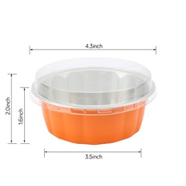 Disposable Ramekins with Lids, Beasea 8 oz 50 Pack 4Disposable Ramekins for Baking, Beasea 8 oz 50 Pack 4 Inch Aluminum Foil Cups with Lids, Disposable Creme Brulee Muffin Cupcake Baking Cup Mini Pudding Cups for Party Wedding Birthday - Orange