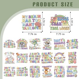 Dazaoratix Sarcastic Iron on Transfers - 20 Sheets Funny Sarcasm DTF Ready to Press Heat Patches Stickers Vinyl Designs Decals for T Shirts Clothing DIY Crafts Women Clothes Pillow Hoodies Decorations