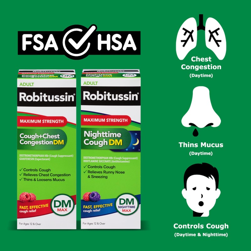 Robitussin DM Max Cough Plus Chest Congestion and Robitussin Maximum