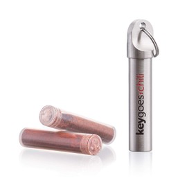 keygoes:chili Stainless Steel Keyring Chili Shaker with Two Chili Varieties Cayenne and Bird's Eye - Gadget for Men - Mild Hot Chili (Medium Heat)