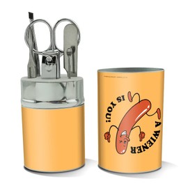 A Wiener Winner Is You Hot Dog Funny Humor Stainless Steel Manicure Pedicure Grooming Beauty Care Travel Kit