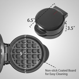 UVFAST Mini Waffles Maker Snow Shaped, Small Waffle Irons Non-stick, Breakfast Belgian Waffles, Mini Waffle Irons Makes Waffle in Minutes, Portable Pancakes Maker Machine for Kid, 5 Inches Wide, Black