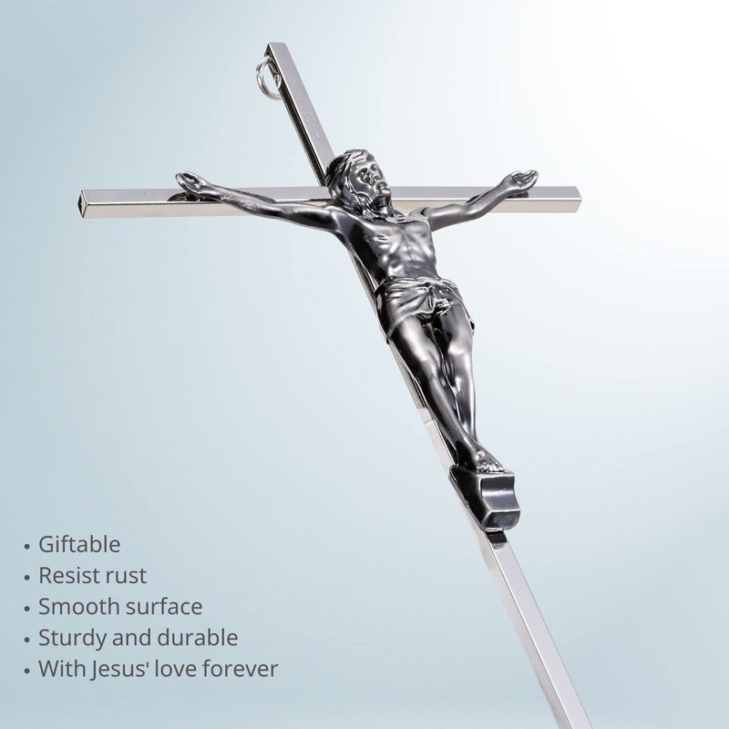 ACHIBANG Crucifix Wall Cross, Catholic Metal Hanging Crosses with Jesus