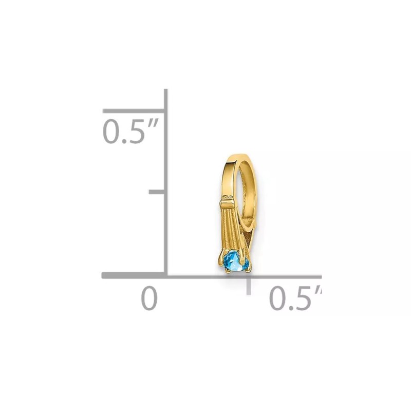 Unbranded 14K Yellow Gold 3D Ring with Aqua CZ Charm