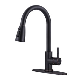 Bronze Kitchen Faucet with Sprayer, WOWOW Stainless Steel Kitchen Sink Faucet Oil Rubbed Bronze, High Arc Pull Down Kitchen Faucets for Sink