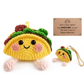 Sereney Taco Gift Positive Crochet Taco Animals, Encouragement Inspirational Gift for Women Men Boy Girl, Back to School Gift Emotional Positive Support Crochet Funny Mini Cute Desk Decor Keychain