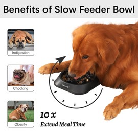MateeyLife Slow Feeder Dog Bowls, Anti-Choking Puzzle Dog Food Bowls, Anti-Slip Interactive Feeding Slow Down Eating, Bloat Stop Maze Dishes for Medium Large Breeds Black