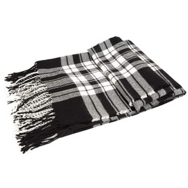 Surblue Elegant Shawl Scarf Classic Plaid Open Front Oversized Soft for Women, Black-B