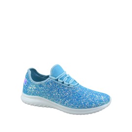 Toozon TZ Lotus-08 - Tenis de tacón plano para mujer, cómodos, con purpurina, color a la moda, para caminar y correr, Azul/claro, 7.5 US
