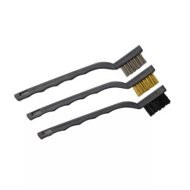 Carcarez 7in Mini Wire Detail Brush 3pc Set – Nylon, Brass, Stainless Steel