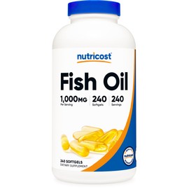Nutricost Fish Oil Omega 3 Softgels with EPA & DHA (1000mg of Fish Oil, 560mg of Omega-3), 240 Softgels, Non-GMO, Gluten Free.