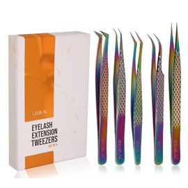Japanese Stainless Steel Eyelash Tweezers - Straight & Curved, 90 & 45 Degree Tips, Lash Extension Kit