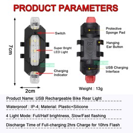 YUERWOVER 2 Pack USB Rechargeable LED Bicycle Rear Lights Cycling Bike Taillight Seat Back Safety Lamp Night Riding Essential Waterproof 4 Modes Warning Light for Men Women Kids MTB(Colorful)
