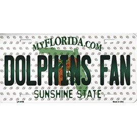 Florida State Background Novelty Metal License Plate Tag (Dolphins Fan)