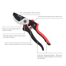 Eden 39000 Heavy Duty Adjustable Anvil Pruning Shears for Gardening, Hand Pruners, Stem Cutter, Branch Trimmer, Garden Clippers
