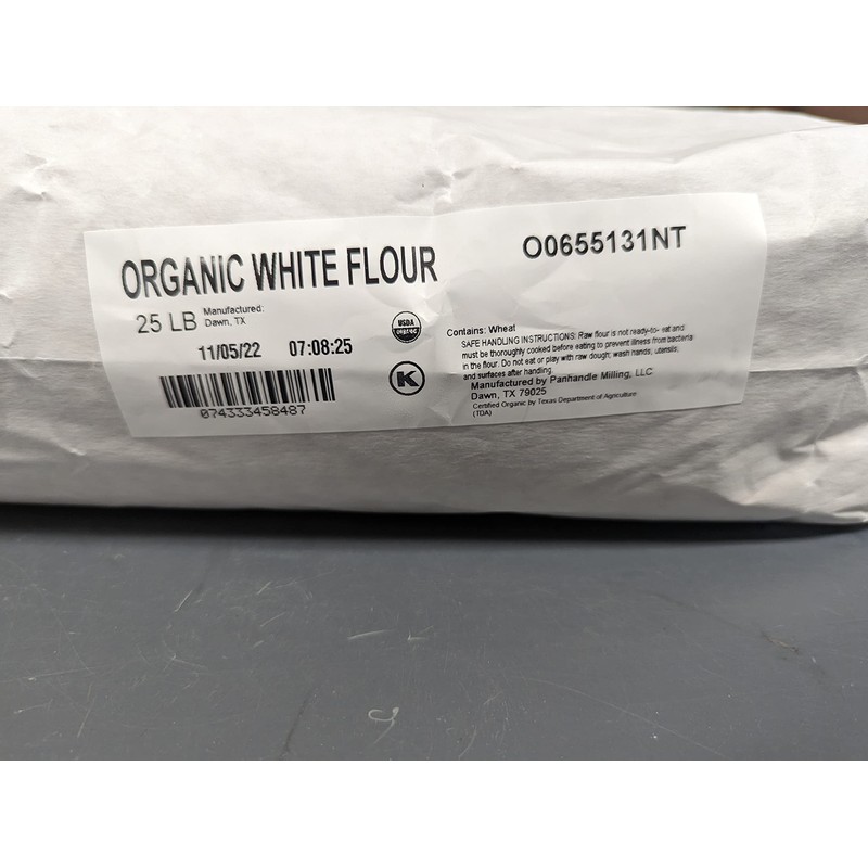 Arrowhead Mills Flour, Unbleached White, 95% Organic, 25 Pound Package