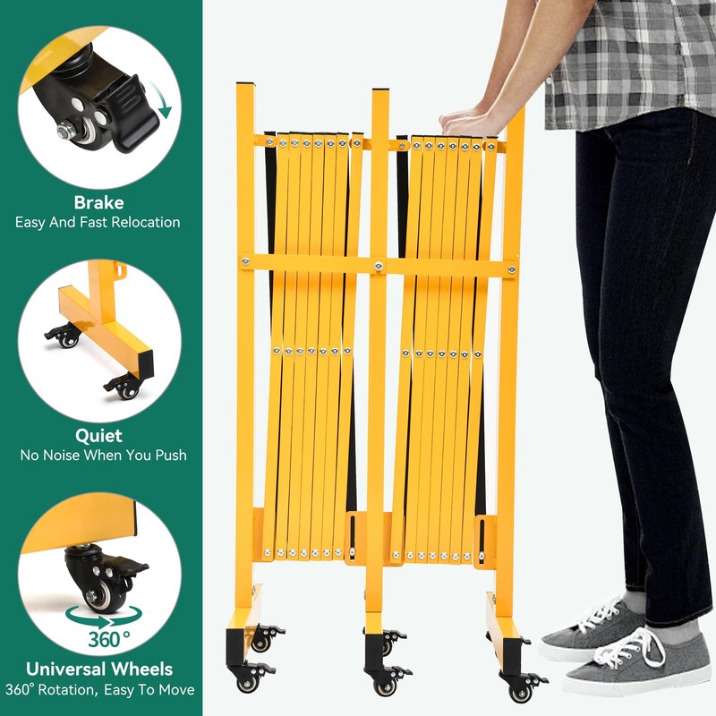 YITAHOME Metal Expandable Barricade Gate Outdoor, 16FT Folding Security Gate,