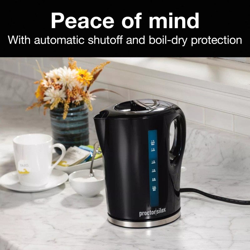 Proctor Silex 1.7L Cordless Electric Kettle Boiler & Heater -