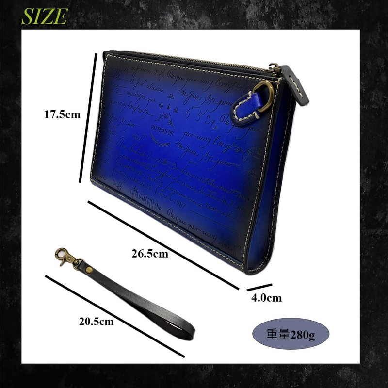 LUNICA Men's Clutch Bag, Second Bag, Genuine Leather, Wedding, Italian