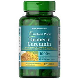 Puritan's Pride Turmeric Curcumin 1000mg, Standarized to 95% Cucuminoids, Herbal Dietary Supplement for Antioxidant Health, 120 Rapid Release Capsules