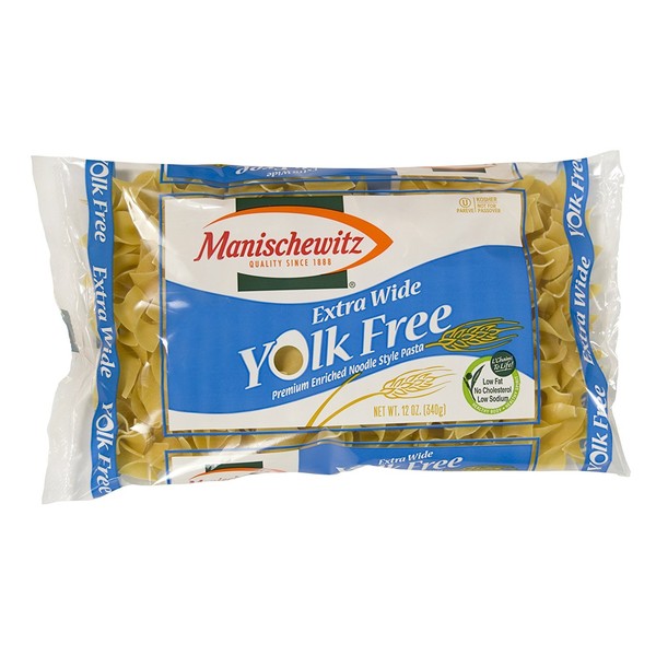 MANISCHEWITZ Yolk Free Extra Wide Noodles , 12-Ounce Bags (Pack of 12)