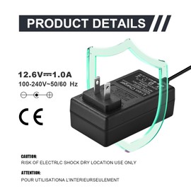 12V~12.6V 1.0A Massage Gun Charger with Adapter Charger for Muscle Massage Gun Deep Tissue 12.6V AC/DC Power Cord Fascia Gun Match