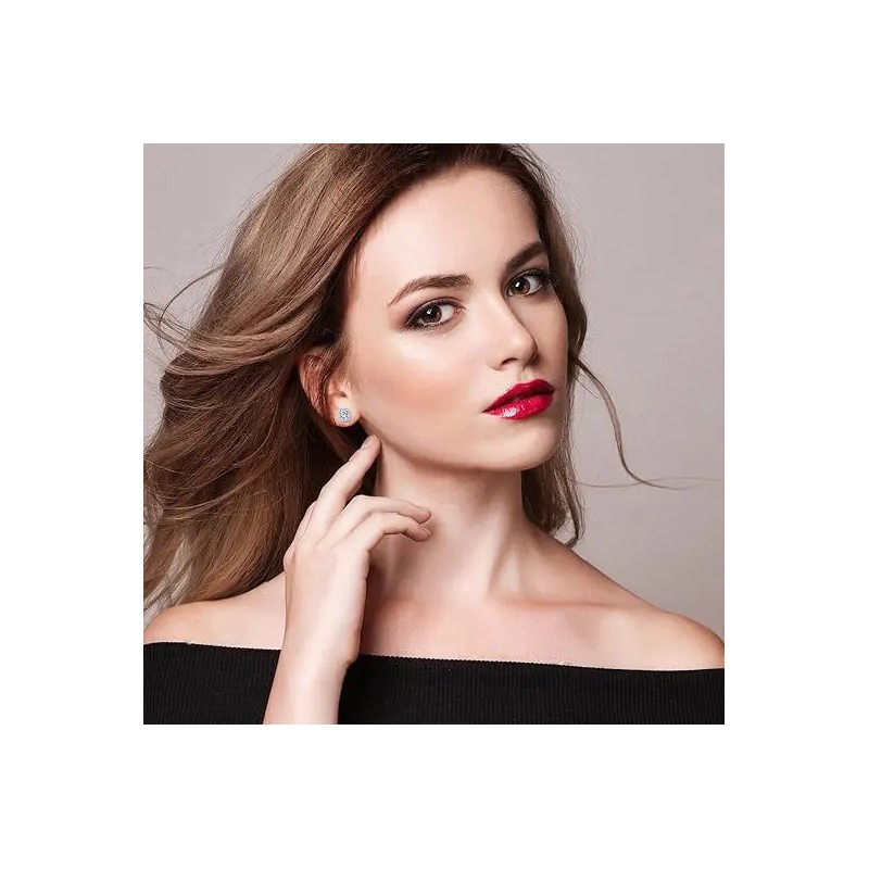 WEKIA - 4pares Aretes De Zirconia Plata 925 Para Mujer