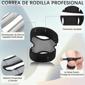 Rodillera con soporte doble para rótula 1 piezas, Rodilleras deportivas, Ajustable estabilizador de rodilla para todo tipo de deportes de interior y exterior, alivio del do lor de rodilla (1, Negro)