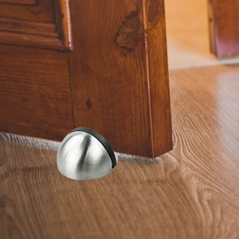 Door Stops, Oval Floor Door Stops Stainless Steel Door Stops Floor Mounted Door Stops with Screws and Glues for Protect Walls and Doors(4 Packs)
