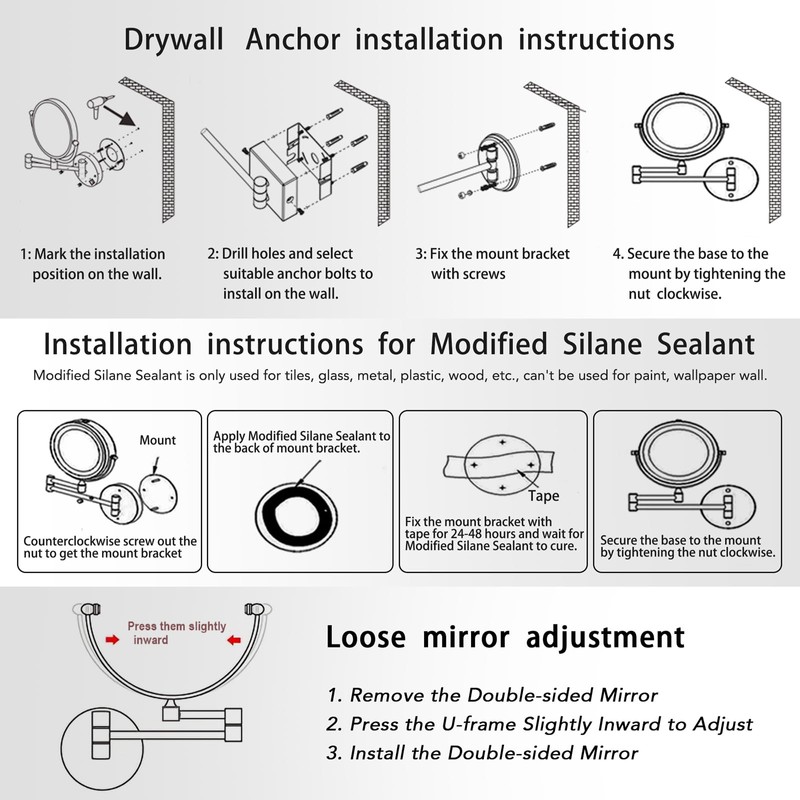 Rechargeable Wall Mounted Lighted Makeup Mirror with Magnification Gold, 8