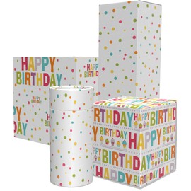 Gift Wrapping Paper Birthday paper 6 Sheets 2 of each designs 10 Gift cards Happy Birthday Paper for Presents Kids boys girls Female male 50cmx70cm 80gms thickness (Happy Birthday)