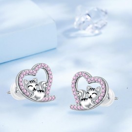 Arrebol Women's 925 Sterling Silver Stud Earrings with 3A Cubic Zirconia Earrings for Women Gift, Standard, Silver, Cubic Zirconia