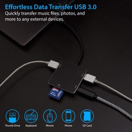 Syba USB 3.1 Gen 1 Type-C Mini Hub 3 Ports USB 3.0 with USB-C Pd Power Delivery Port SD Card Reader- Type C Pass Through Port SD-HUB50114