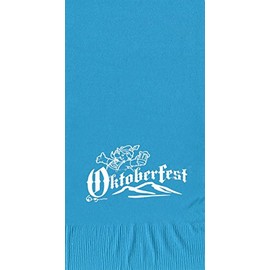 25 Turquoise Oktoberfest Dinner Hand Towels Paper Napkins with a White Color Oktoberfest Brewmeister Logo