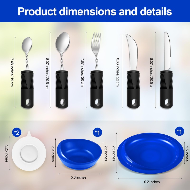 2 Sets Adaptive Utensils Bowl and Plate Set Adaptive Self