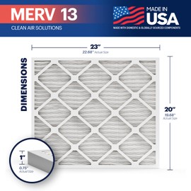 BNX TruFilter 20x23x1 Air Filter MERV 13 (12-Pack) - MADE IN USA - Electrostatic Pleated Air Conditioner HVAC AC Furnace Filters for Allergies, Pollen, Mold, Bacteria, Smoke, Allergen, MPR 1900 FPR 10