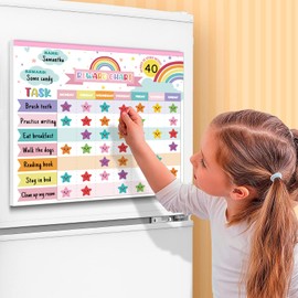 Reward Chart for Kids,Magnetic Behavior Chore Chart for Kids at Home,26 Rainbow White Chore Charts,1960 Star Stickers,56 Reward Stickers,Incentive Chore Chart to Develop Responsibility and Good Habits