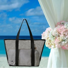 High-Quality Zippered Mesh Beach & Swim Bag Large