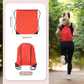 PATIKIL Drawstring Backpack Bags, 20 Pack Sports Cinch Sack Draw String Bag for Sports Gym Yoga Travel Swimming Beach, Red
