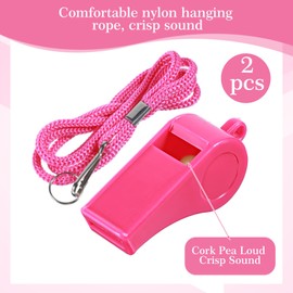 Alrhso 2Pcs Pink Coach Whistle with Lanyard Plastic Loud Sports Whistles for Outdoor Enthusiasts Dog Training Party Favors Basketball