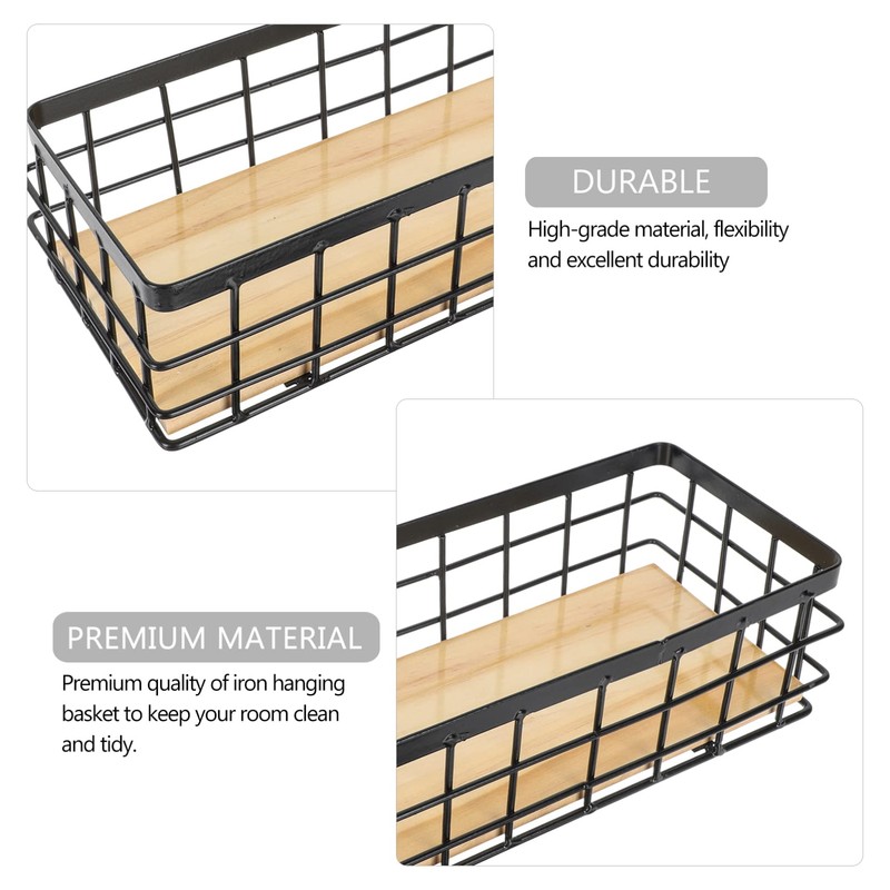 Gatuida 1Set Iron Basket for Organization Wrought Iron Storage Basket