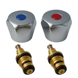 Rimex Faucet Head Set Cold Water Tap Hot Water Kitchen Bathroom Hood Handle Plumbing Top 1/2" Valve Top For Bathroom Red Blue Chrome Plated 1 Pair