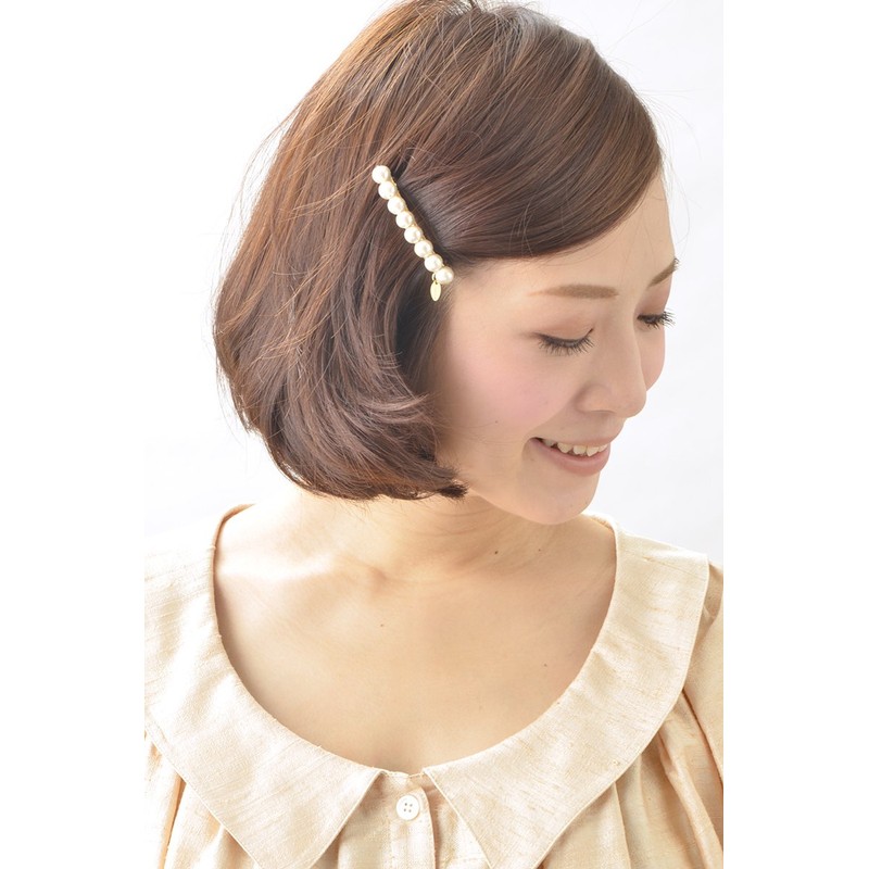 [ヴァンテーヌ] VINGTAINE コットンパール バレッタ Sサイズ シンプル オフィス ヘアアクセサリー H-597